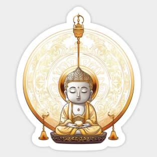 Peaceful Buddha and Gold Gong in Background Sticker